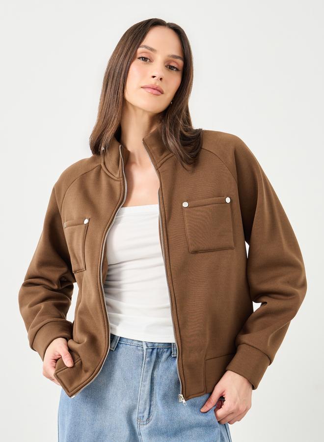 Styli Regular Length Oversized High Neck Bomber Jacket - Image 3