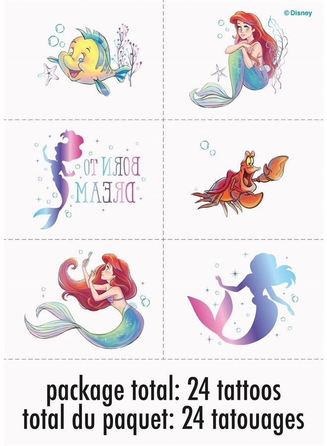 Unique Disney The Little Mermaid Temporary Tattoos | Assorted Designs | 24 Pcs