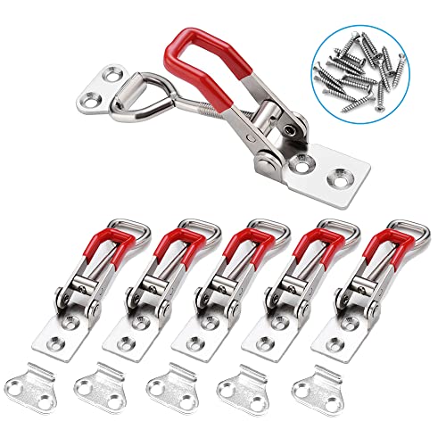 E-TING ETING 6Pack 4001 330Lbs Holding Capacity Adjustable Toggle Latch Clamp Smoker Latch Clamps 150Kg Quick Release Pull Latch 24 Screws for Various Tool Box - Image 1