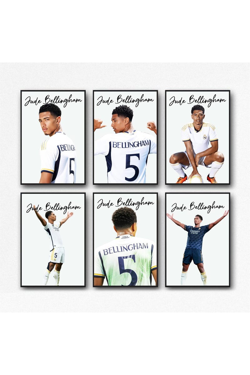 Dujoi Jude Bellingham Posters Paper Prints For Boys Bedroom Football Wall Art Bellingham Sports Posters Set Of 6, Unframe 8x12inch(20x30cm) - Image 1