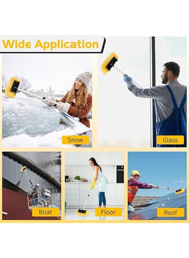 HALAMODO فرشاة غسيل سيارات بخمسة جوانب مع مقبض طويل، ممسحة تنظيف بشعيرات ناعمة مع مقبض قابل للتمديد للسيارة، SUV، شاحنة، كارافان، قارب، واجهة منزل، كنس الثلج 62"/157 سم - Image 4