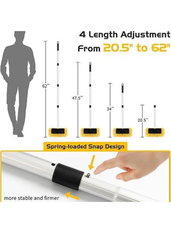 HALAMODO فرشاة غسيل سيارات بخمسة جوانب مع مقبض طويل، ممسحة تنظيف بشعيرات ناعمة مع مقبض قابل للتمديد للسيارة، SUV، شاحنة، كارافان، قارب، واجهة منزل، كنس الثلج 62"/157 سم - Image 2
