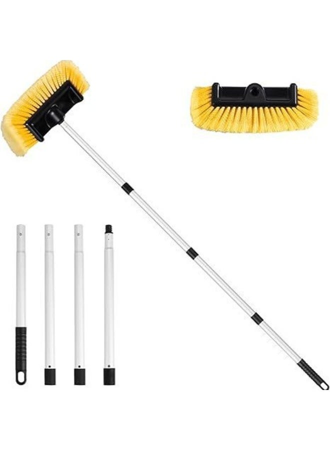 HALAMODO فرشاة غسيل سيارات بخمسة جوانب مع مقبض طويل، ممسحة تنظيف بشعيرات ناعمة مع مقبض قابل للتمديد للسيارة، SUV، شاحنة، كارافان، قارب، واجهة منزل، كنس الثلج 62"/157 سم - Image 1