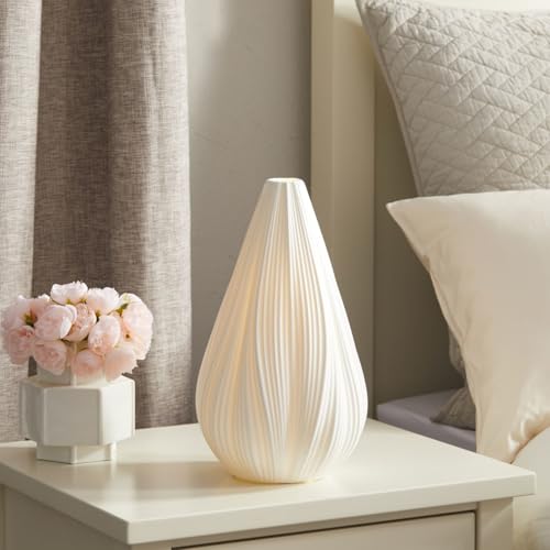 RONDURE 12.5" Modern Ceramic Table Lamp, Modern Bedside Lamps for Bedroom, Living Room and Nightstand, White Translucent Ceramic Shade, Warm Ambient Lighting, Home Decor - Image 5