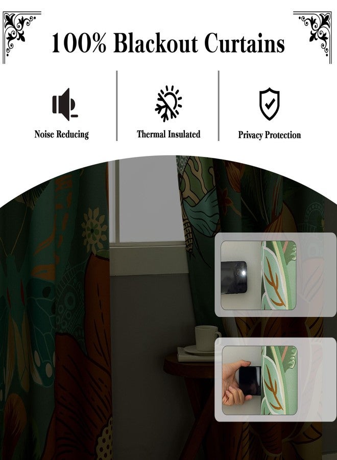 Tyrot Sage Green Boho Floral 100% Blackout Curtains for Bedroom 96 inch Long 2 Panels Butterfly Botanical Black Out Curtains for Living Room Grommet Thermal Insulated Room Darkening Drapes,52Wx96L - Image 3