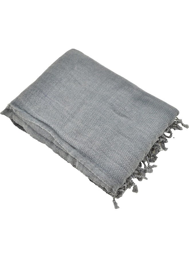 InfuseZen Stonewashed Turkish Throw Blanket  100 Organic Cotton  80 x 48  Soft Lightweight Cozy  for Couch Sofa Picnic Yoga  Charcoal Grey - Image 4
