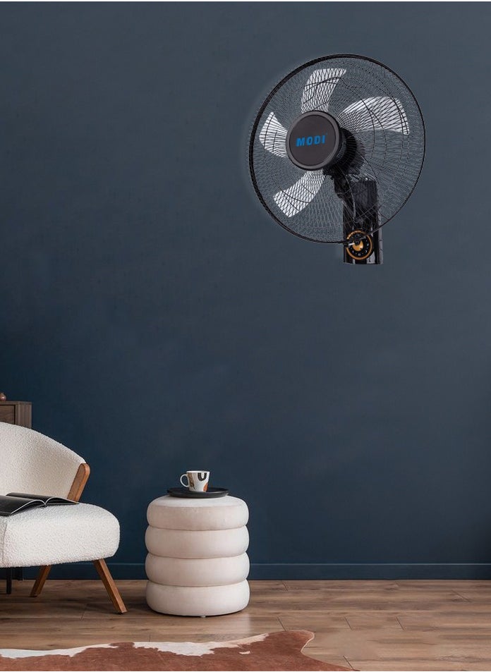 MODI - 16'' Heavy-Duty Wall Fan with 3-Speed Control & Adjustable Tilt | 40W Motor, 5 ABS Blades | Home/Office Cooling | 2-Year Warranty (Black)" - Image 1