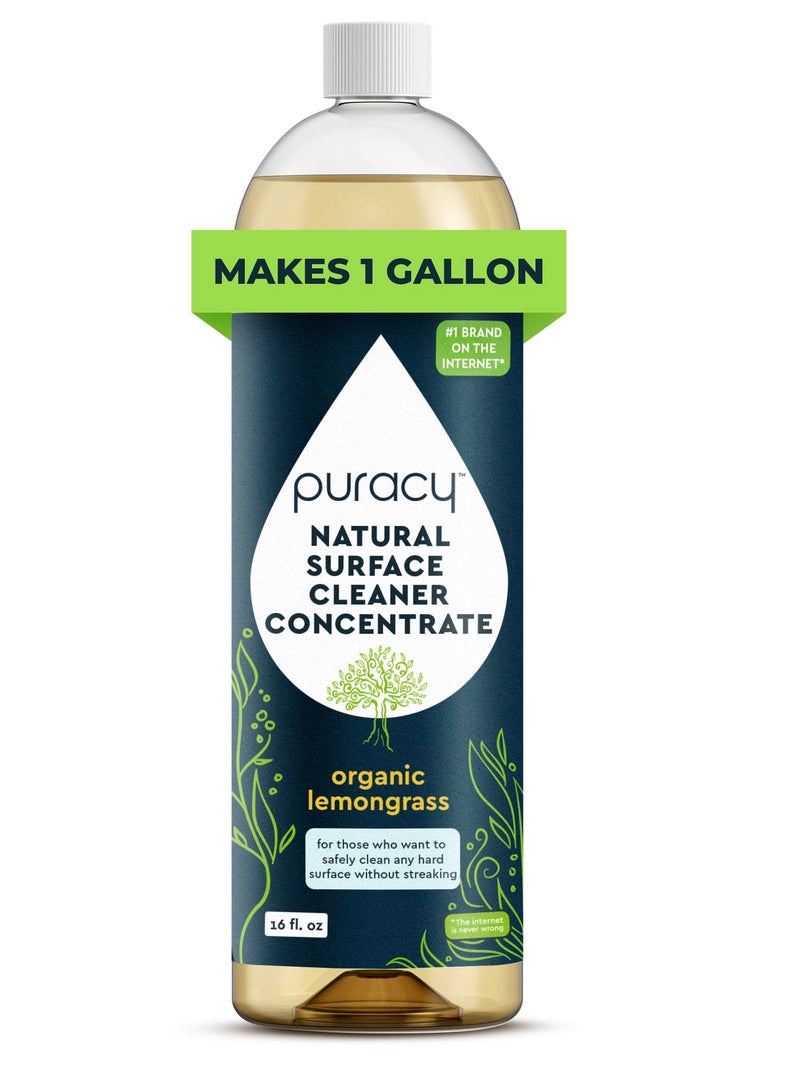 Puracy Multi-Surface Cleaner Concentrate - Plant-Powered Everyday Surface Cleaner - Natural All Purpose Cleaning Solution As Seen on TikTok (Organic Lemongrass, 16 fl oz) - Image 1