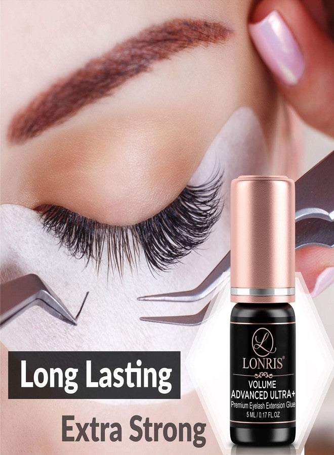 LONRIS 7-8 Weeks Retention/Eyelash Extension Glue Volume Advanced Ultra+ LONRIS Lash 5 ml/1-2 Sec Drying time/Maximum Bonding/Semi-Permanent Extensions Supplies/Professional Use Only Black Adhesive - Image 3