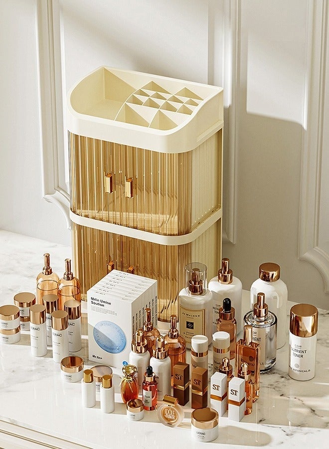 والالا صندوق تخزين كبير السعة لمستحضرات التجميل منظم أدراج المكياج والمجوهرات وطلاء الأظافر وحاوية مكياج سطح المكتب وصندوق تخزين مستحضرات التجميل لغرفة النوم - Image 3