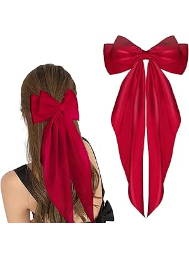 Generic Night Satin Elegance A piece of luxury and softness Elegant Satin Bonnet Set for Women Single Layer Satin Bonnet for Curly Hair with Satin Hair Ties and Long Bow Clips in maroon  - Image 4