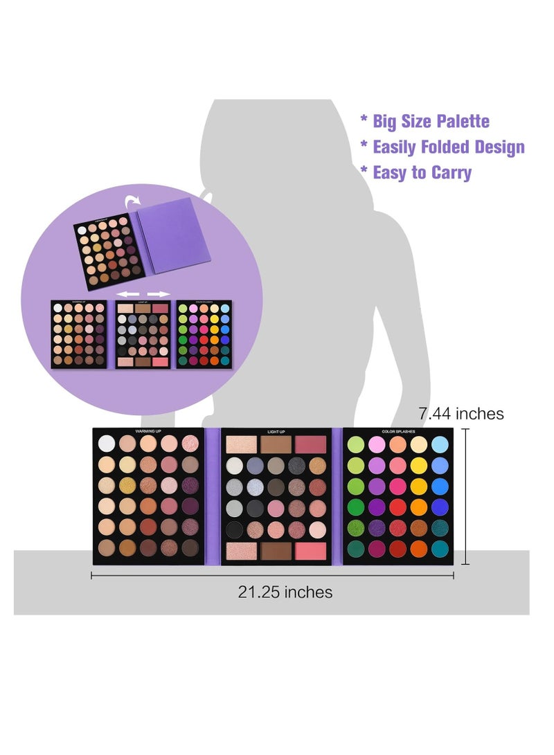 Ucanbe مجموعة ظلال العيون Ucanbe مع 15 فرشاة مكياج مصبوغة 86 لونًا مجموعات مكياج هدية غير لامعة لامعة لوحة ظلال العيون هايلايتر كونتور أحمر الخدود فرشاة البودرة مجموعة تجميل