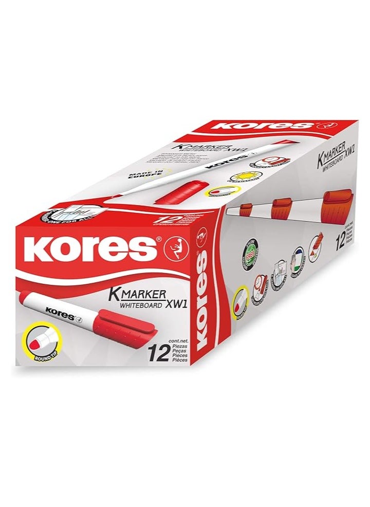 Kores Whiteboard Marker Red Chiesel XW2, Pack of 12 (20850)  - Image 1