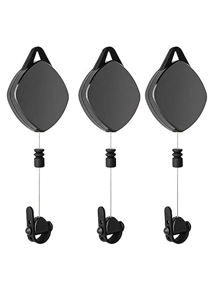 KASTWAVE VR Cable Management System, Ceiling Hooks with Retractable Carabiner, Retractable Ceiling Pulley System for Oculus Quest/Quest 2/HTC Vive/Vive Pro/Oculus Rift/Rift S[3 Packs,Black] - Image 1