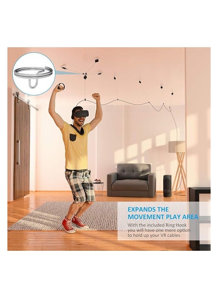 KASTWAVE VR Cable Management System, Ceiling Hooks with Retractable Carabiner, Retractable Ceiling Pulley System for Oculus Quest/Quest 2/HTC Vive/Vive Pro/Oculus Rift/Rift S[3 Packs,Black] - Image 5