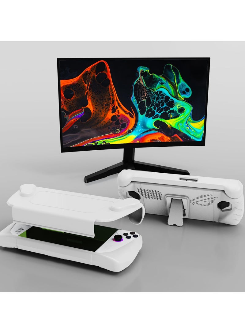 Full Protective Case for Asus Rog Ally 7" 2023, For Rog Ally Case with Detachable Front Shell Cover, Kickstand Protector Case, Non-slip & anti-Scratch, Frosted Handheld Design (White)