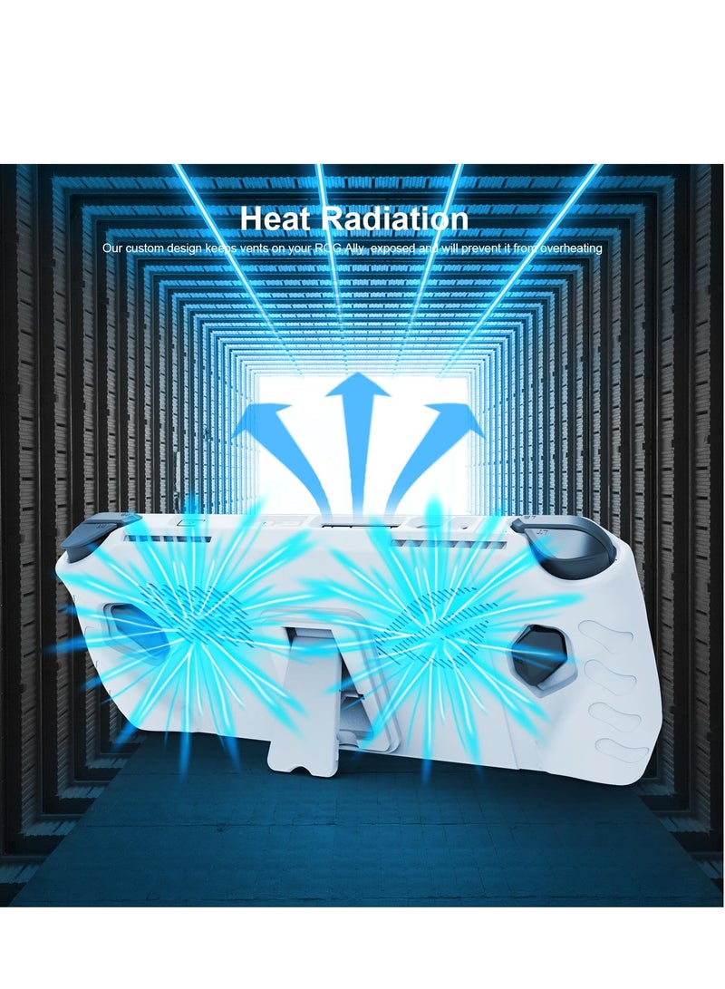 Full Protective Case for Asus Rog Ally 7" 2023, For Rog Ally Case with Detachable Front Shell Cover, Kickstand Protector Case, Non-slip & anti-Scratch, Frosted Handheld Design (White)