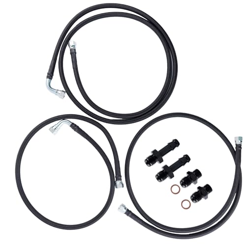 MUCO Flexible SS Braided Transmission Cooler Lines Kit for Dodge Ram 25003500 Cummins 59L with 48RE Transmission 2003 2004 2005 2006 2007 - Image 1