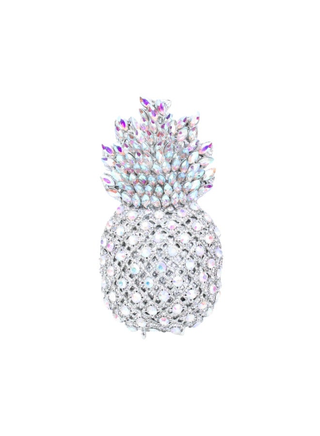 Dollar's Crystal Purse for Women CP61 - Luxury Metal Rhinestone Evening Clutch, Bridal Wedding Party Handbag, Small Crossbody Chain Bag, Elegant Formal Party Purse Gift (Silver Rainbow) - Image 1