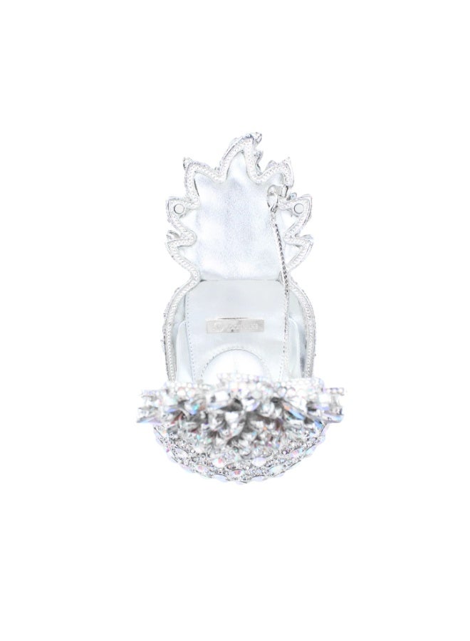 Dollar's Crystal Purse for Women CP61 - Luxury Metal Rhinestone Evening Clutch, Bridal Wedding Party Handbag, Small Crossbody Chain Bag, Elegant Formal Party Purse Gift (Silver Rainbow) - Image 4