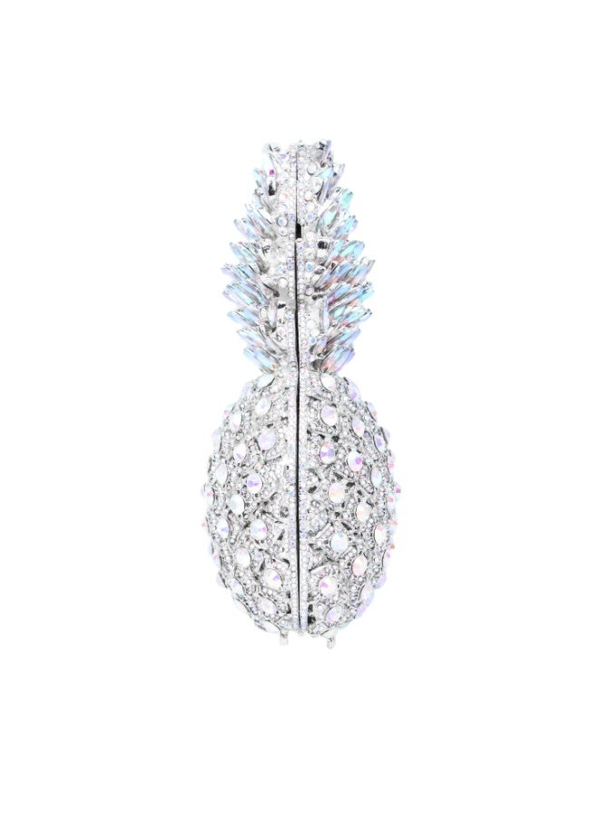 Dollar's Crystal Purse for Women CP61 - Luxury Metal Rhinestone Evening Clutch, Bridal Wedding Party Handbag, Small Crossbody Chain Bag, Elegant Formal Party Purse Gift (Silver Rainbow) - Image 3
