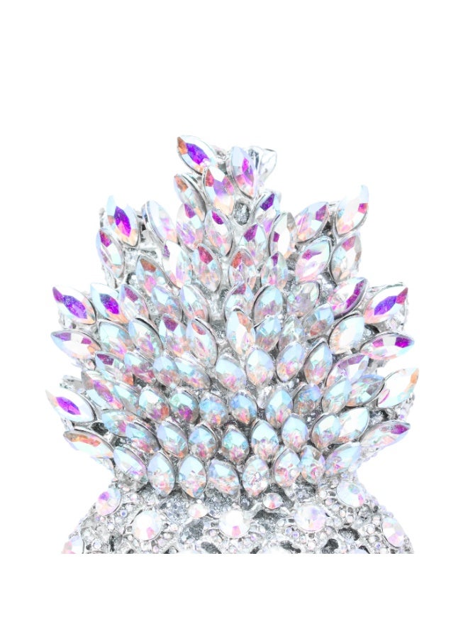 Dollar's Crystal Purse for Women CP61 - Luxury Metal Rhinestone Evening Clutch, Bridal Wedding Party Handbag, Small Crossbody Chain Bag, Elegant Formal Party Purse Gift (Silver Rainbow) - Image 2