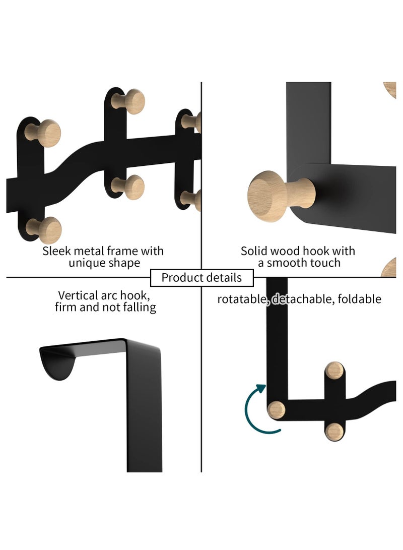 KASTWAVE Over Door Hanger, 8 Hooks Door Hanger Over Door Hooks Coat Hooks Door Coat Hanger for Hanging Coat, Towel, Bag, Robe, Black  - Image 5