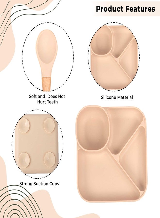 بيمبيكا مجموعة أدوات مائدة سيليكون أساسية لتغذية الأطفال الرضع من بيمبيكا - (عبوة من 3 قطع) (بيج) - Image 4