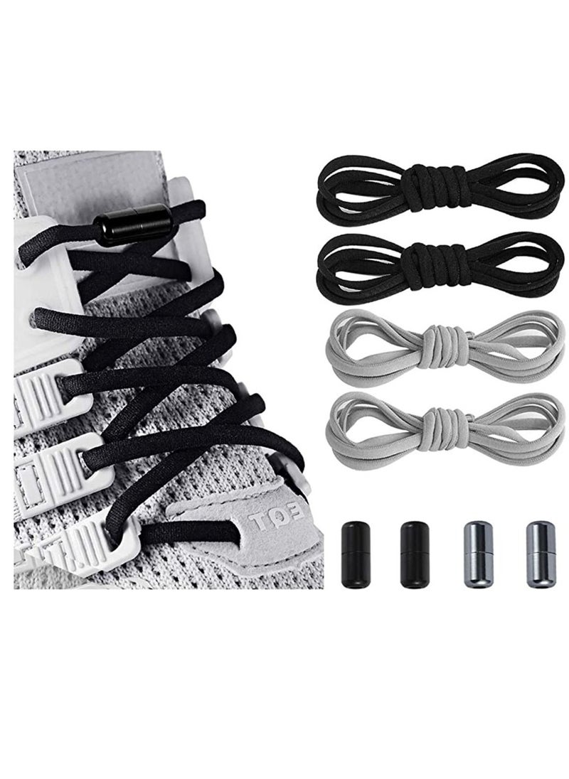 MIRFA Elastic No Tie Shoe Laces For Adults Kids ElderlySystem With Elastic Shoe Laces 2 Pairs  - Image 1