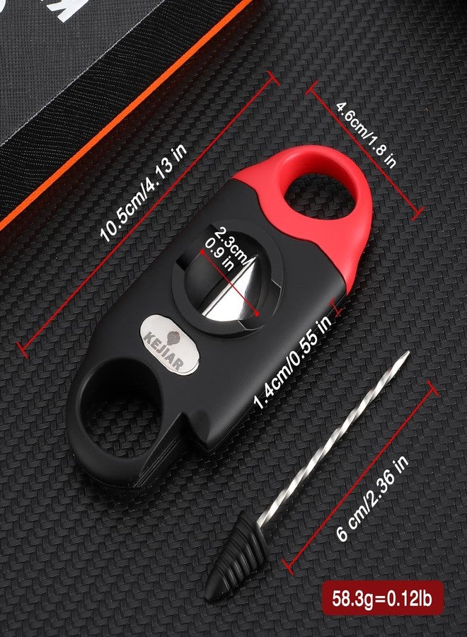KEJIAR Cigar Cutter Stainless Steel V-Cut Cigar Cutter Guillotine with Cigar Draw Enhancer Tool Needle, 2 Cigar Holder, Multifunctional V Cut Cigar Clipper Scissors Up to 56 Gauge, Ideal Cigar Gifts - Image 4