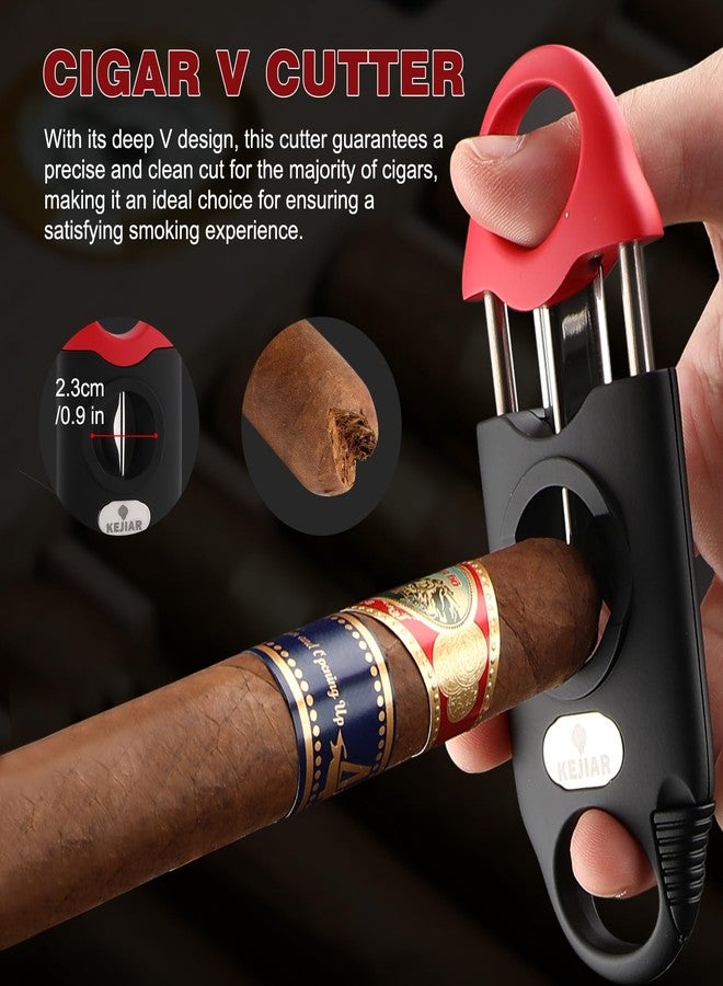 KEJIAR Cigar Cutter Stainless Steel V-Cut Cigar Cutter Guillotine with Cigar Draw Enhancer Tool Needle, 2 Cigar Holder, Multifunctional V Cut Cigar Clipper Scissors Up to 56 Gauge, Ideal Cigar Gifts - Image 5