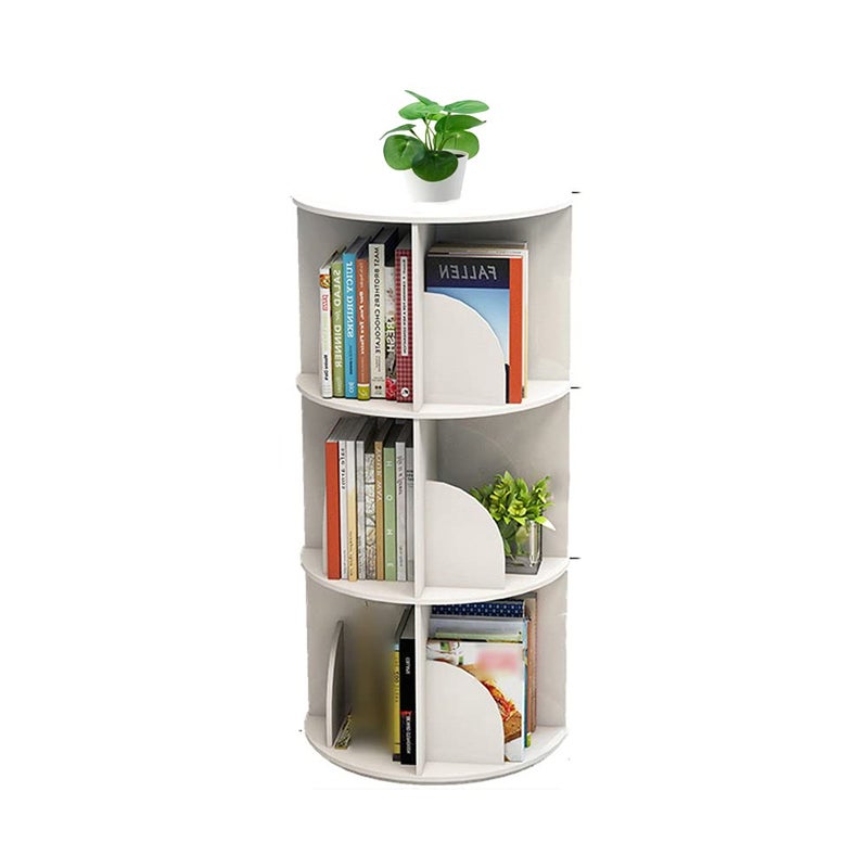 TOYTEXX INC & DESIGN Toytexx Inc and Design 3 Tier 360 Rotating Stackable Shelves Bookshelf Organizer White 