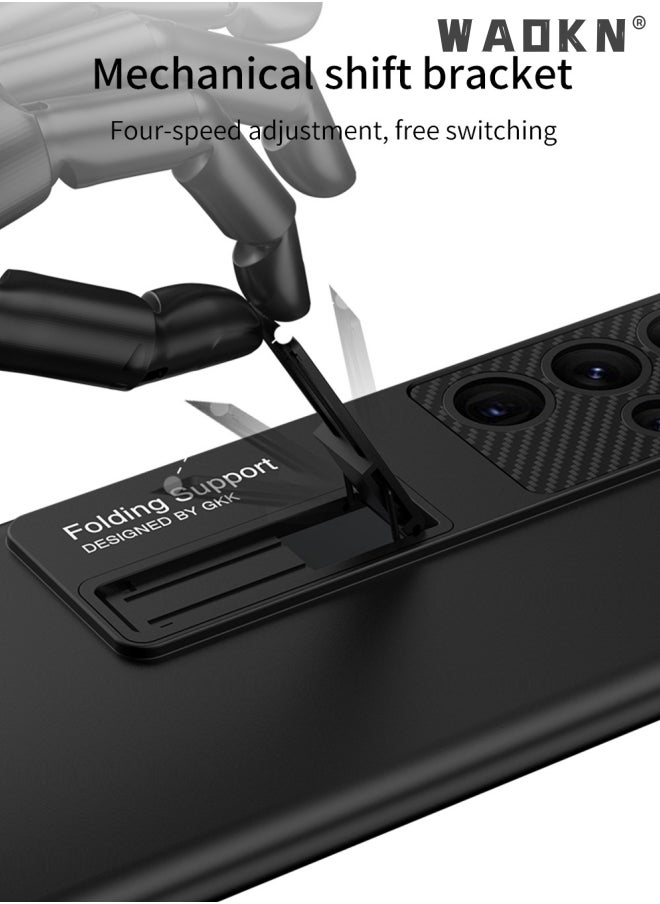 For Samsung Galaxy S22 Ultra Case, S22 Ultra Slim Stand Case, Galaxy S22 Ultra Case Supports Wireless Charging [Adjustable Stand, Anti-Drop, Anti-Fingerprint, All-Around Protection] - Black