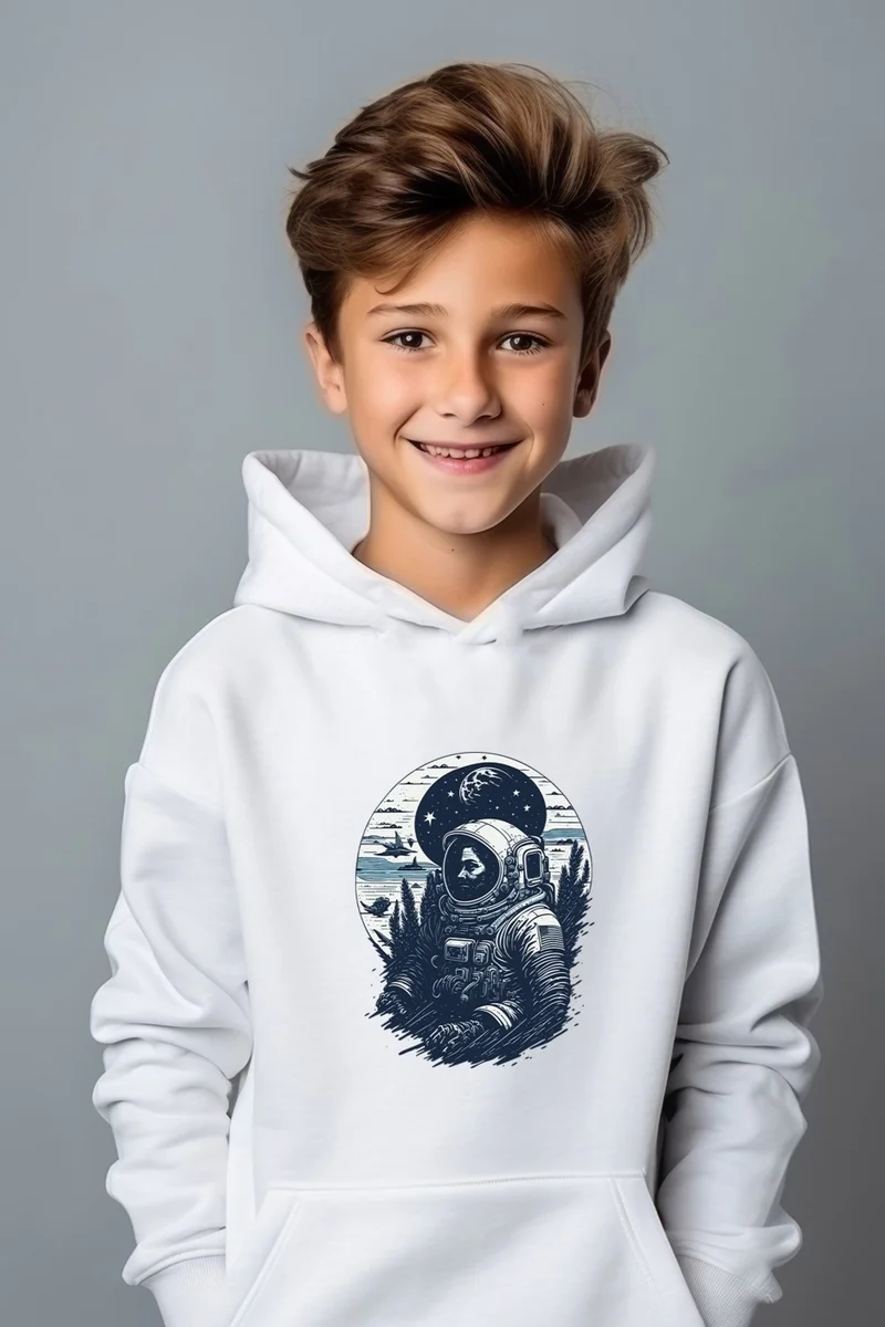 Ada Bebek Çocuk Ada Baby Kids Boys Astronaut Printed Oversize Sweatshirt
