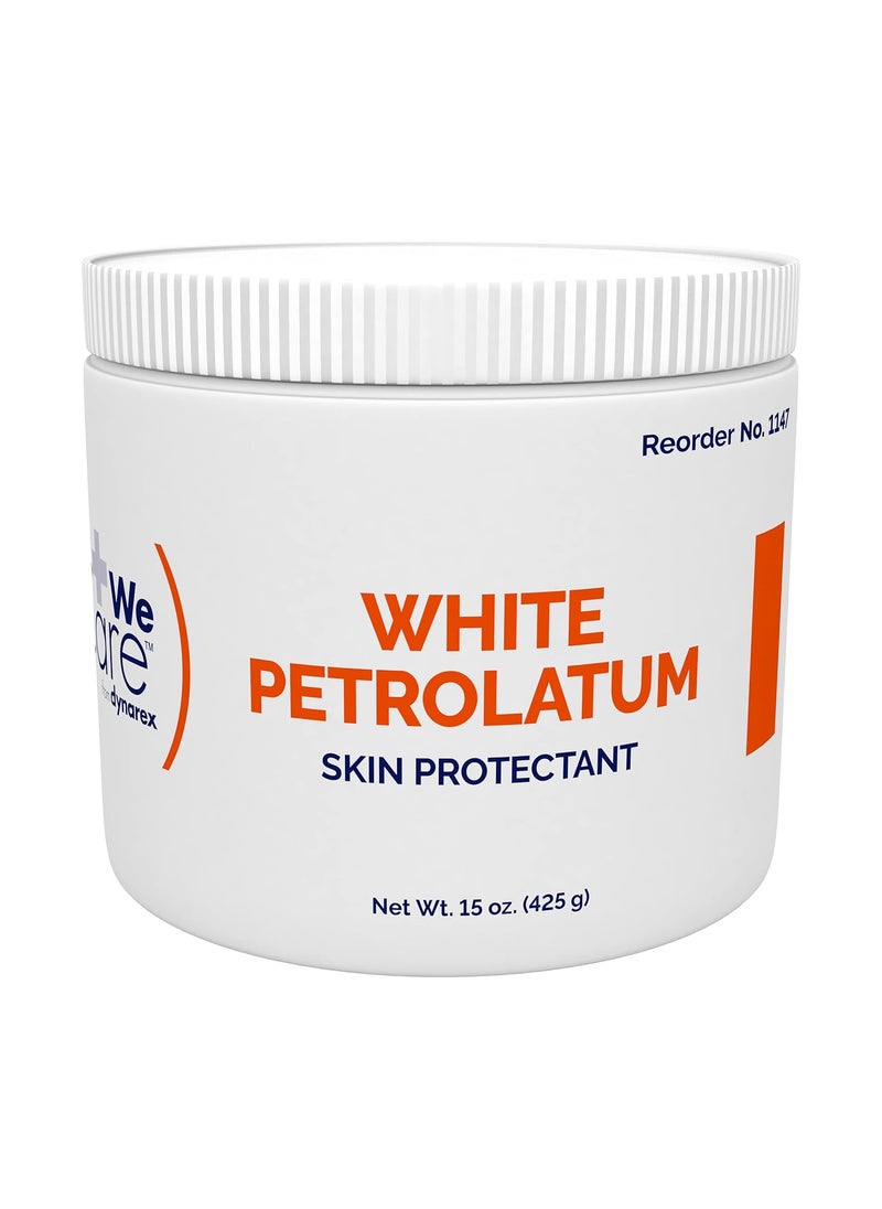 Dynarex Dynarex White Petrolatum, Petroleum Jelly for Dry, Damaged or Cracked Skin, Soothing White Petroleum Jelly for Minor Skin Irritations, 15 oz. (425g) Jar, 1 Petroleum Jelly Jar 