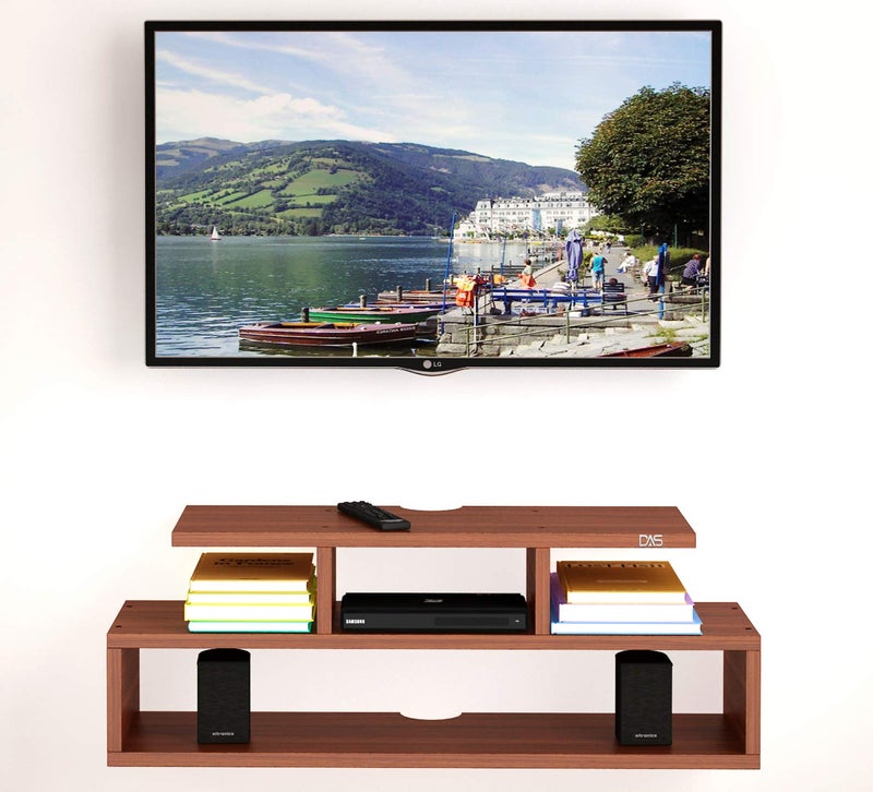 DAS Engineered Wood Wall Mount Tv Entertainment Unit/with Set Top Box Stand for Living Room and Office Walls Classic Walnut (Ideal for Up to 42") Screen- Mateo Pack of 1 - Image 2