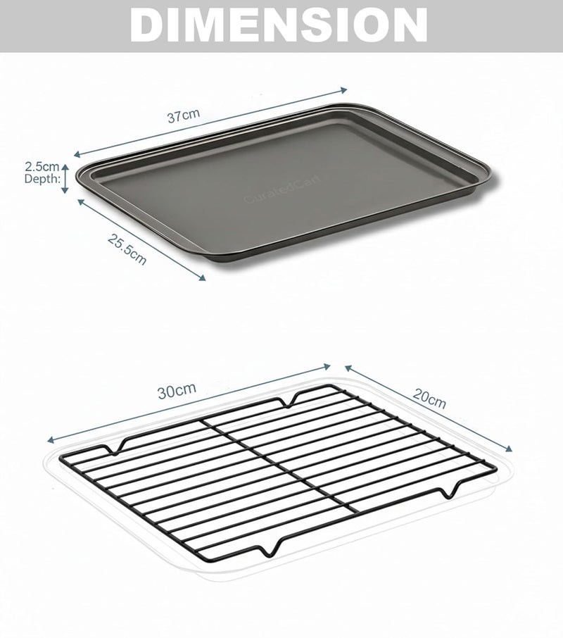 PureBake صينية فرن من الفولاذ الكربوني غير لاصقة للخبز مع رف تبريد | 37x25.5 سم صينية خبز للميكروويف | خالية من PFOA، آمنة للغسالة، مقاومة للحرارة حتى 200°C | مثالية للشواء والشوي - Image 5