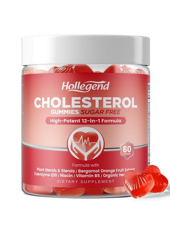 Hollegend هوليجند جوميز خالية من السكر للكوليسترول، 12 في 1 مكملات كوليسترول مع ستيرولات نباتية، برغموت الحمضيات، CoQ10 وفيتامينات لصحة الكوليسترول، نباتي، نكهة التوت المختلط، 60 حبة - Image 1