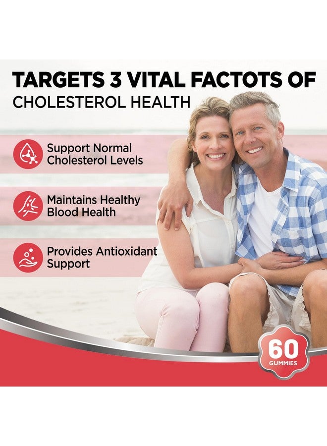 Hollegend هوليجند جوميز خالية من السكر للكوليسترول، 12 في 1 مكملات كوليسترول مع ستيرولات نباتية، برغموت الحمضيات، CoQ10 وفيتامينات لصحة الكوليسترول، نباتي، نكهة التوت المختلط، 60 حبة - Image 5