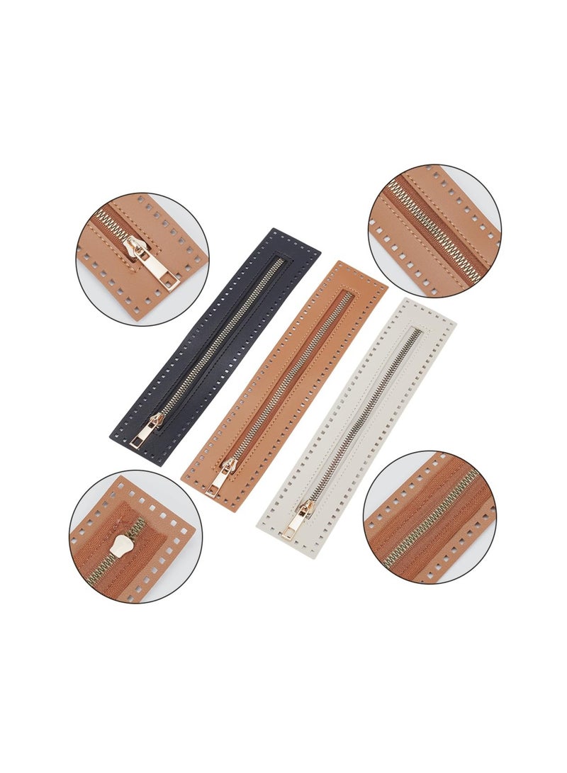 SYOSI PU Leather Zipper, for Sewing, 27cm Length Handbag Metal Separating Zippers Frames Bags Accessories, for Knitting Crochet Bags for DIY Shoulder Purse Making Sewing Craft Projects( 3 Colors )  - Image 4