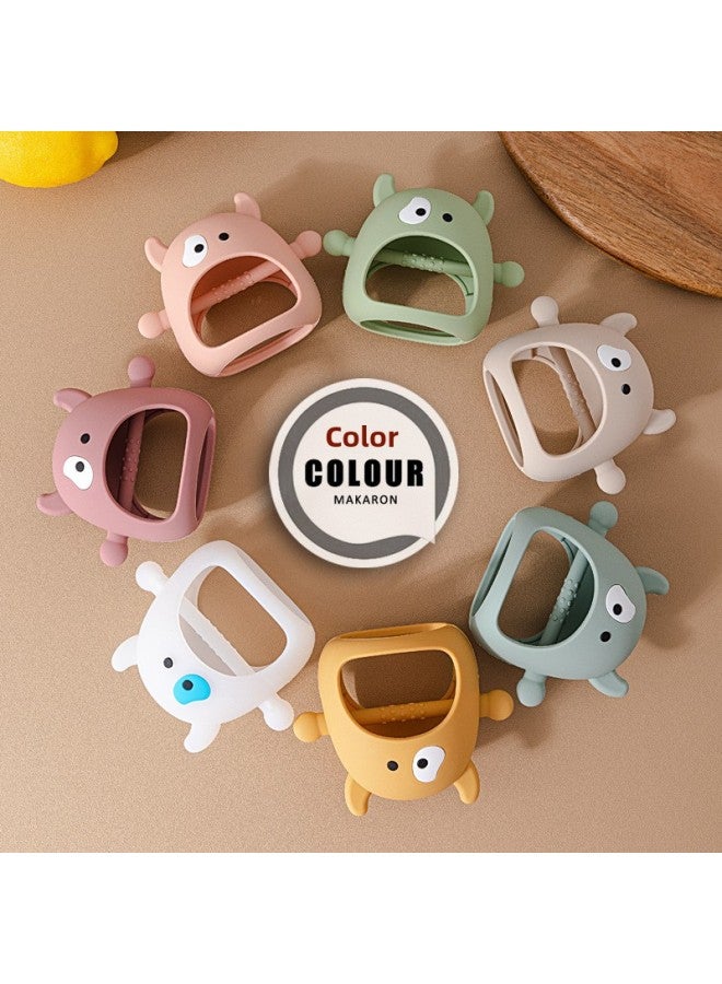 Baby Gloves Silicone Cow Design Teething Toy Relief Hand Protector 3D Interactive Soothing Chew Chew Stick Infant Teeth Grinding-Color:beige  - Image 2