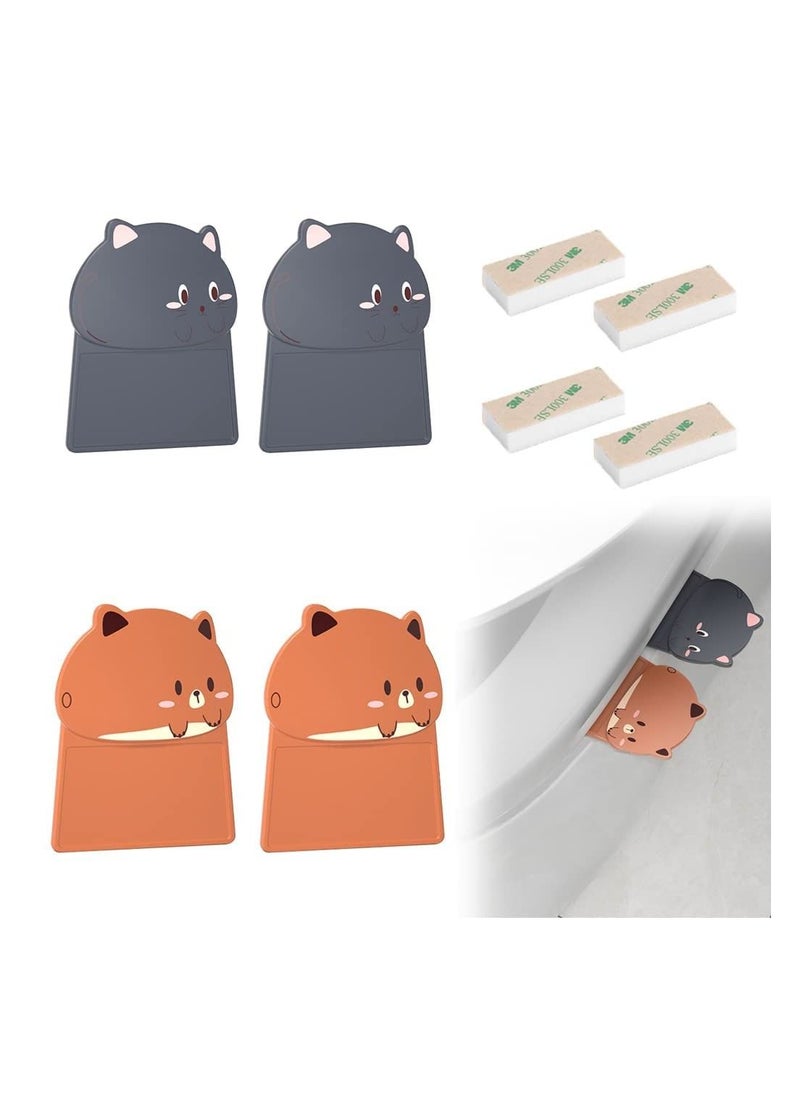 Y&D 2 Pairs Toilet Seat Lifter Self-Adhesive Handle Cover Avoid Touching Lid Bathroom Accessories (Cute Cartoon Animals)  - Image 1