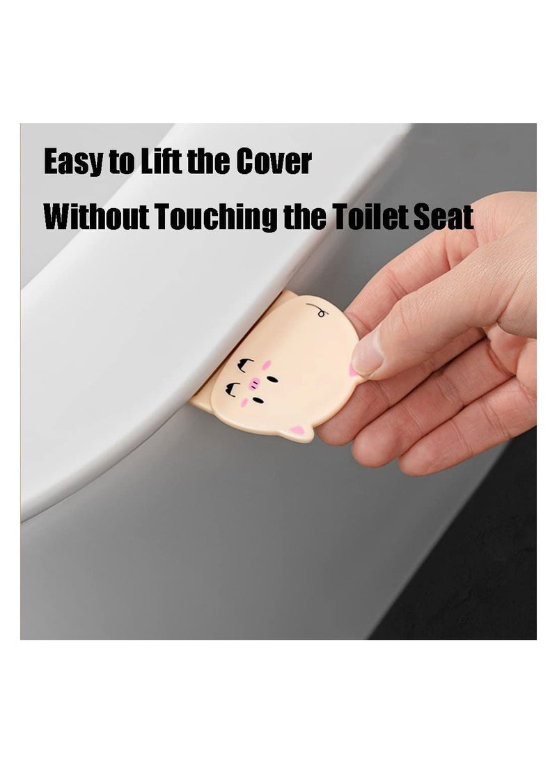 Y&D 2 Pairs Toilet Seat Lifter Self-Adhesive Handle Cover Avoid Touching Lid Bathroom Accessories (Cute Cartoon Animals)  - Image 3