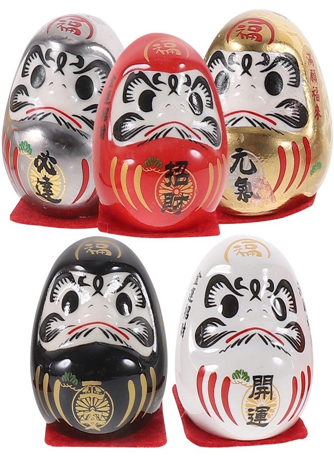 PRETYZOOM Japanese Darma Figurine Set 5Pcs Small Ceramic Statues for Home Office Car Interior Decoration Mini Collectible Lucky Charm - Image 1