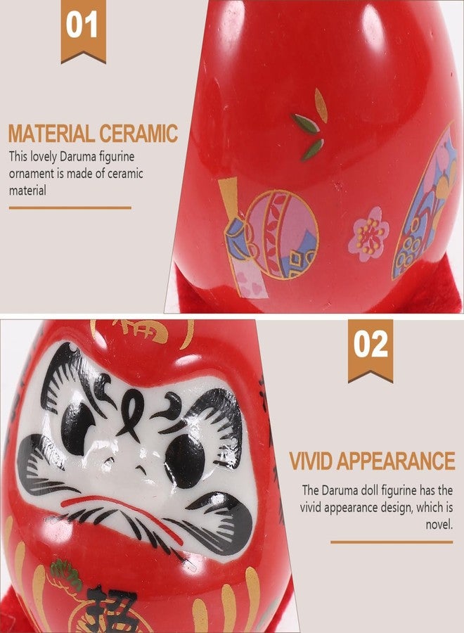 PRETYZOOM Japanese Darma Figurine Set 5Pcs Small Ceramic Statues for Home Office Car Interior Decoration Mini Collectible Lucky Charm - Image 4