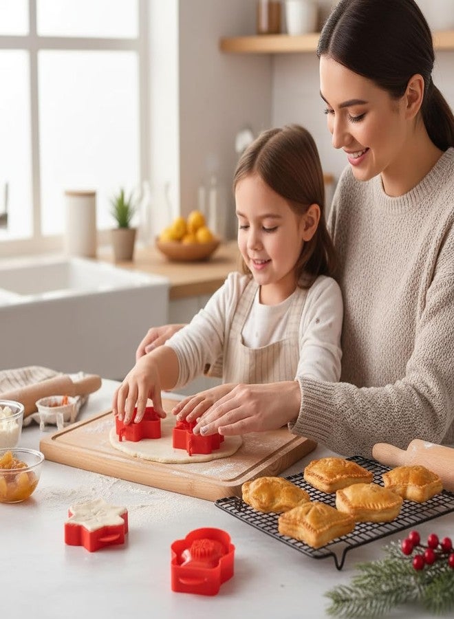 Fving Mini Hand Pie Molds Baking, Apple Pie Cutter, Dough Press with Snowflake, Mitten & Xmas Tree, Pocket Pie Maker Pans for for Christmas, New Year, Party & Potluck (3 PCS) - Image 3