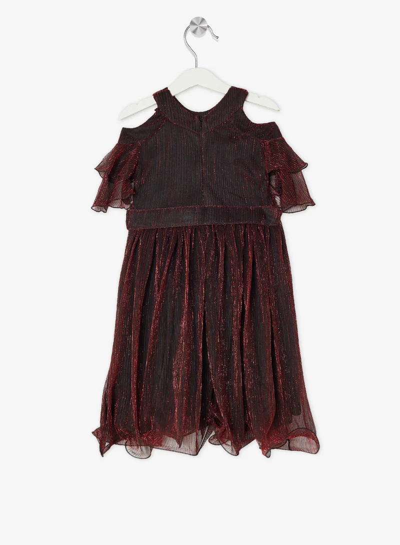 Little Golden Apple Little Cold Shoulder Solid Dress