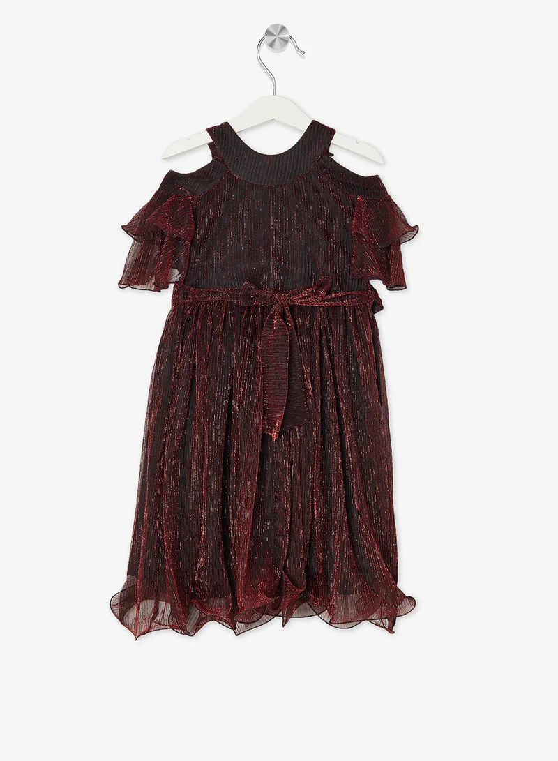 Little Golden Apple Little Cold Shoulder Solid Dress