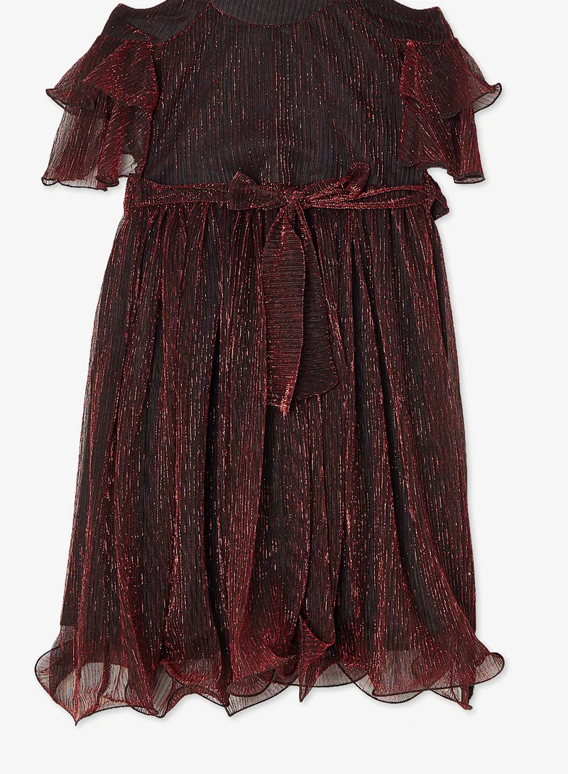 Little Golden Apple Little Cold Shoulder Solid Dress