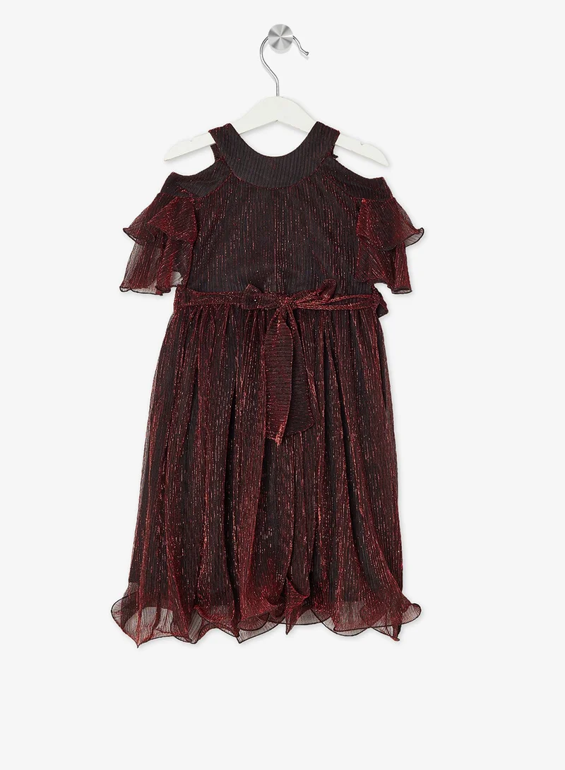Little Golden Apple Little Cold Shoulder Solid Dress